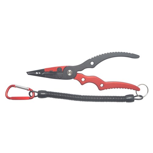Alloy Fishing Pliers Split Ring Cutters Fishing Holder Tackle with Sheath & Retractable Tether Combo Hooks Remover