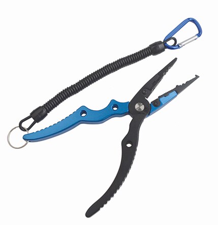 Alloy Fishing Pliers Split Ring Cutters Fishing Holder Tackle with Sheath & Retractable Tether Combo Hooks Remover
