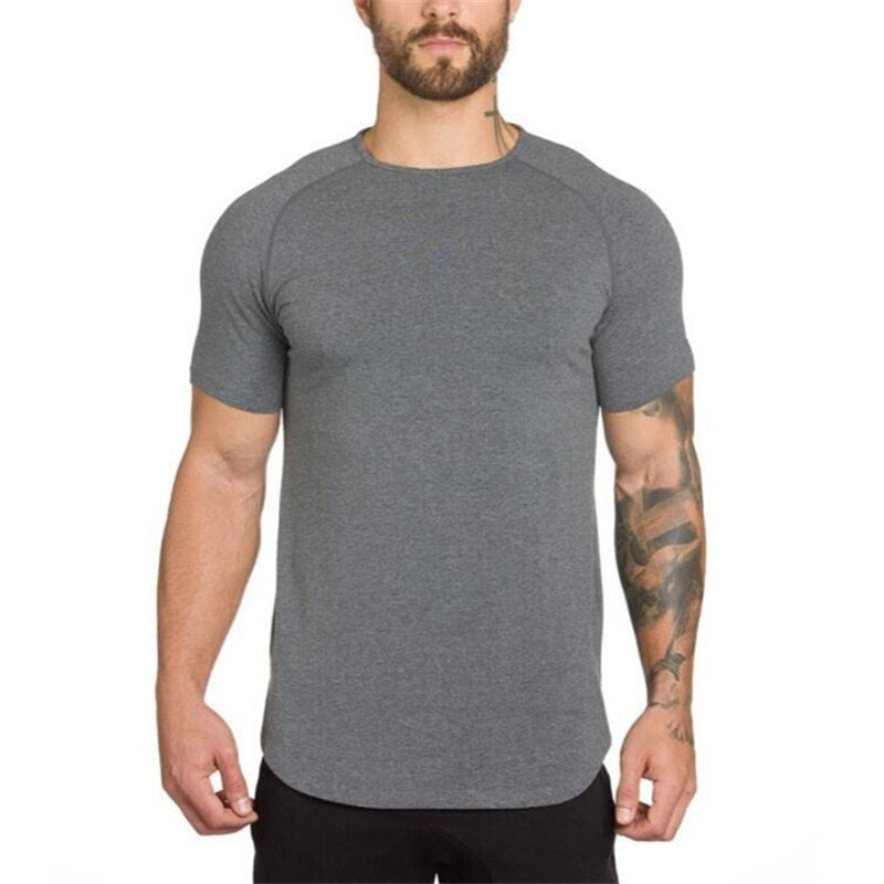 Gym Shirt Sport T Shirt Men Cotton Short Sleeve Running Shirt Men Workout Training Tees Fitness Tops