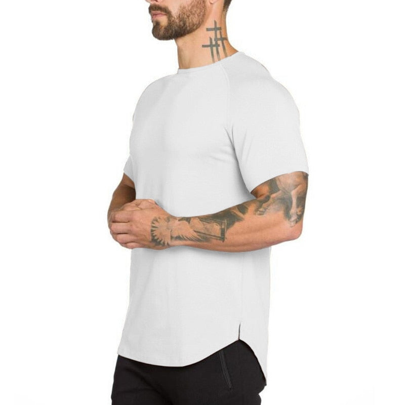Gym Shirt Sport T Shirt Men Cotton Short Sleeve Running Shirt Men Workout Training Tees Fitness Tops