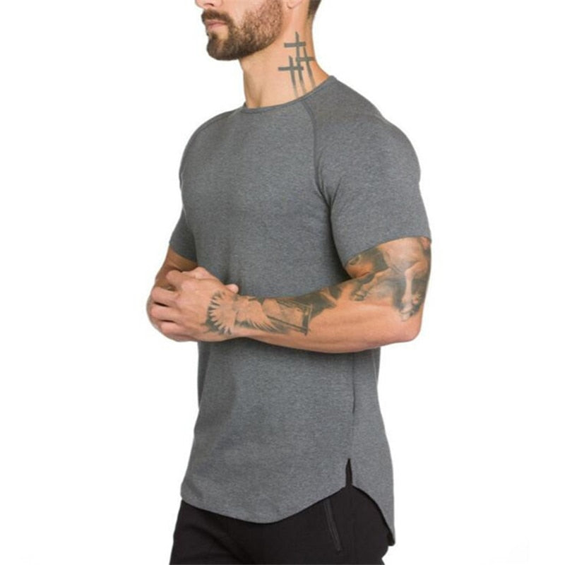 Gym Shirt Sport T Shirt Men Cotton Short Sleeve Running Shirt Men Workout Training Tees Fitness Tops