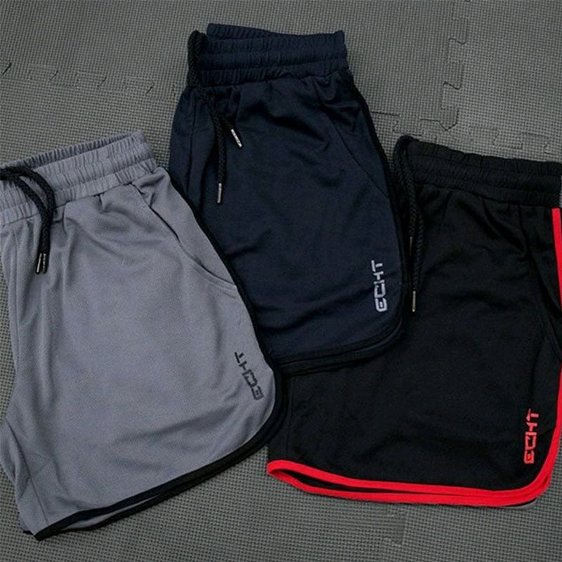 New Men Fitness Bodybuilding Shorts Man Summer  Workout Male Breathable Mesh Quick Dry Sportswear