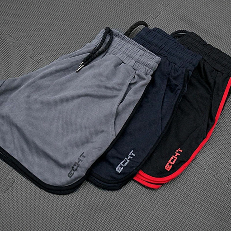 New Men Fitness Bodybuilding Shorts Man Summer  Workout Male Breathable Mesh Quick Dry Sportswear