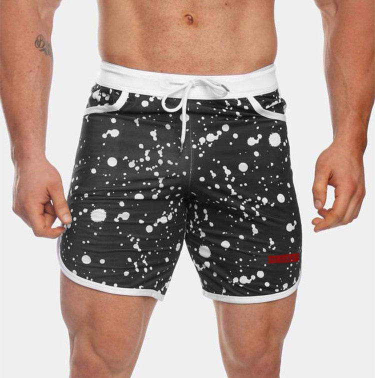 New Men Fitness Bodybuilding Shorts Man Summer  Workout Male Breathable Mesh Quick Dry Sportswear