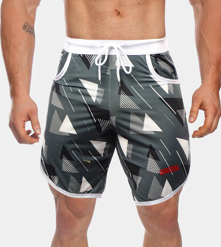 New Men Fitness Bodybuilding Shorts Man Summer  Workout Male Breathable Mesh Quick Dry Sportswear
