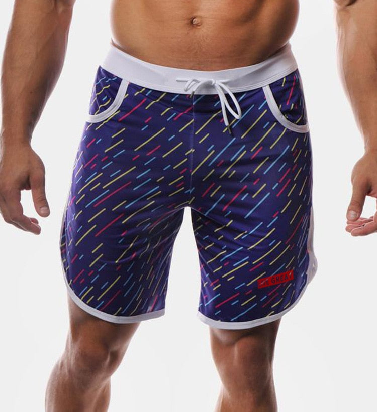 New Men Fitness Bodybuilding Shorts Man Summer  Workout Male Breathable Mesh Quick Dry Sportswear