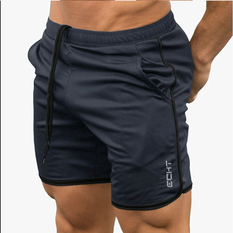 New Men Fitness Bodybuilding Shorts Man Summer  Workout Male Breathable Mesh Quick Dry Sportswear