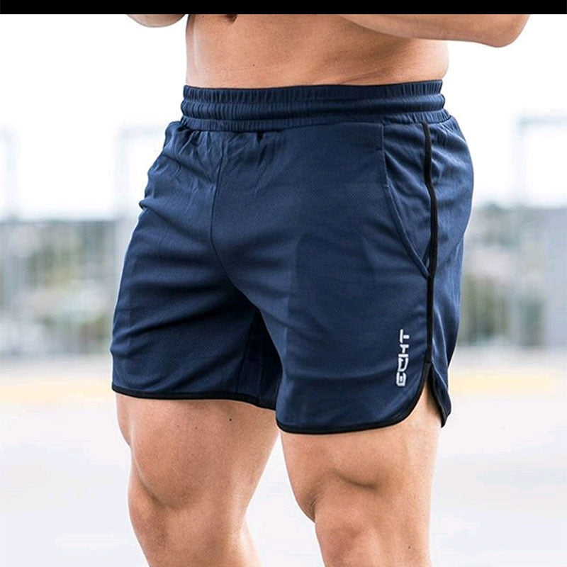 New Men Fitness Bodybuilding Shorts Man Summer  Workout Male Breathable Mesh Quick Dry Sportswear