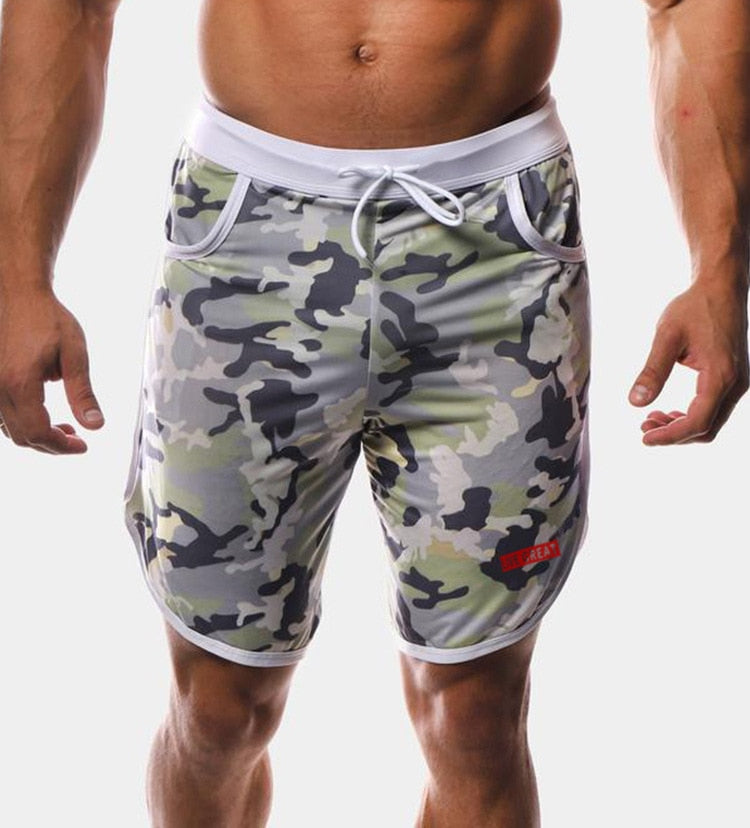 New Men Fitness Bodybuilding Shorts Man Summer  Workout Male Breathable Mesh Quick Dry Sportswear