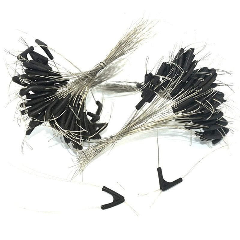 50pcs Double Hooks Contactor Device Fishing Line Space Bifurcation Eight Type Space Bean