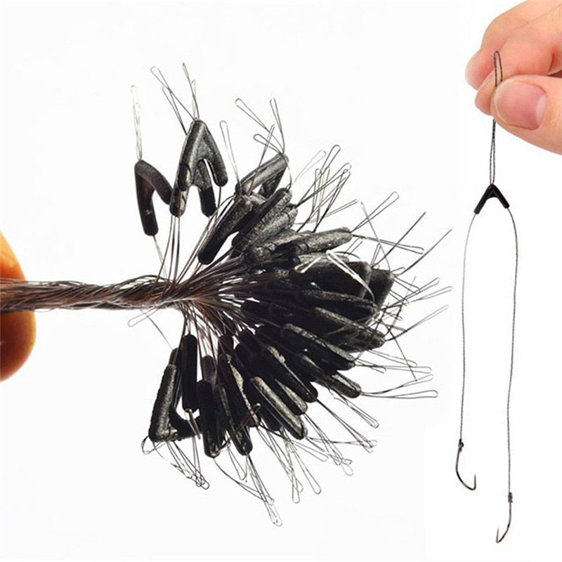 50pcs Double Hooks Contactor Device Fishing Line Space Bifurcation Eight Type Space Bean