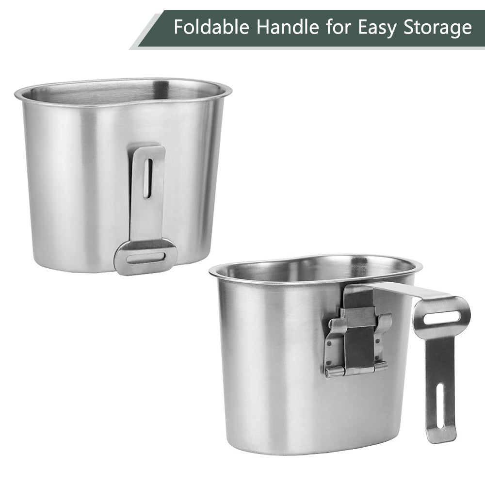 Outdoor 2in1 1000ml Stainless Steel Water Bottle 600ml Lunch Box Military Canteen Cup Set