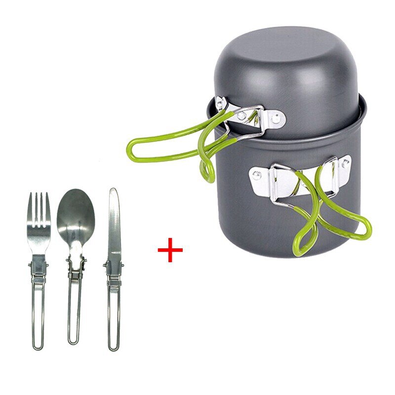 Outdoor Hiking Camping Cookware Set 1-2 Persons Portable Cooking Tableware Picnic Set  Pot Pans