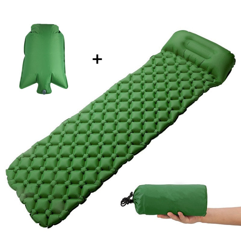 Outdoor Inflatable Sleeping Pad Inflatable Air Cushion Camping Mat with Pillow Air Mattress Sleeping
