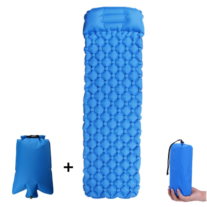 Outdoor Inflatable Sleeping Pad Inflatable Air Cushion Camping Mat with Pillow Air Mattress Sleeping