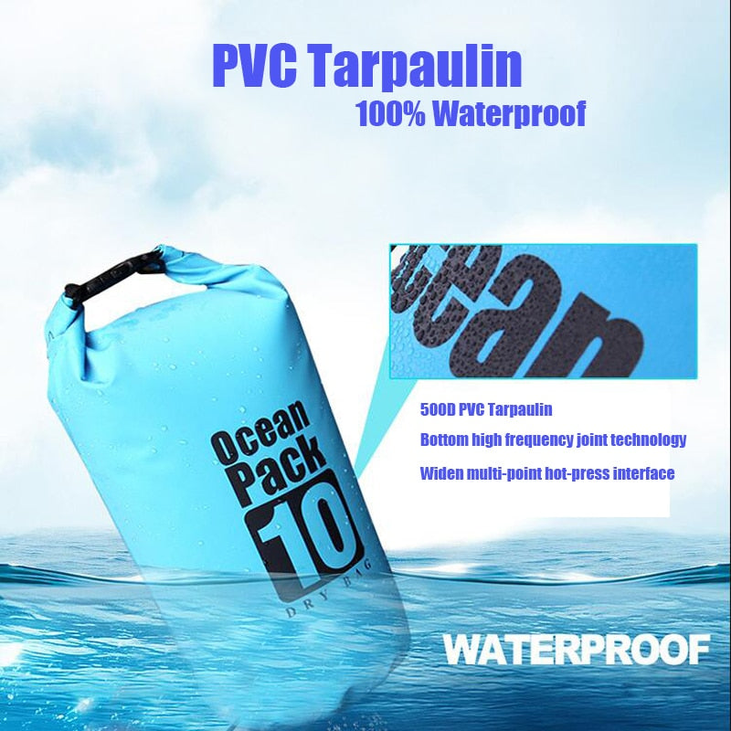 PVC 5L 10L 20L Outdoor Diving Compression Storage Waterproof Bag Dry Bag For Man Women Swimming