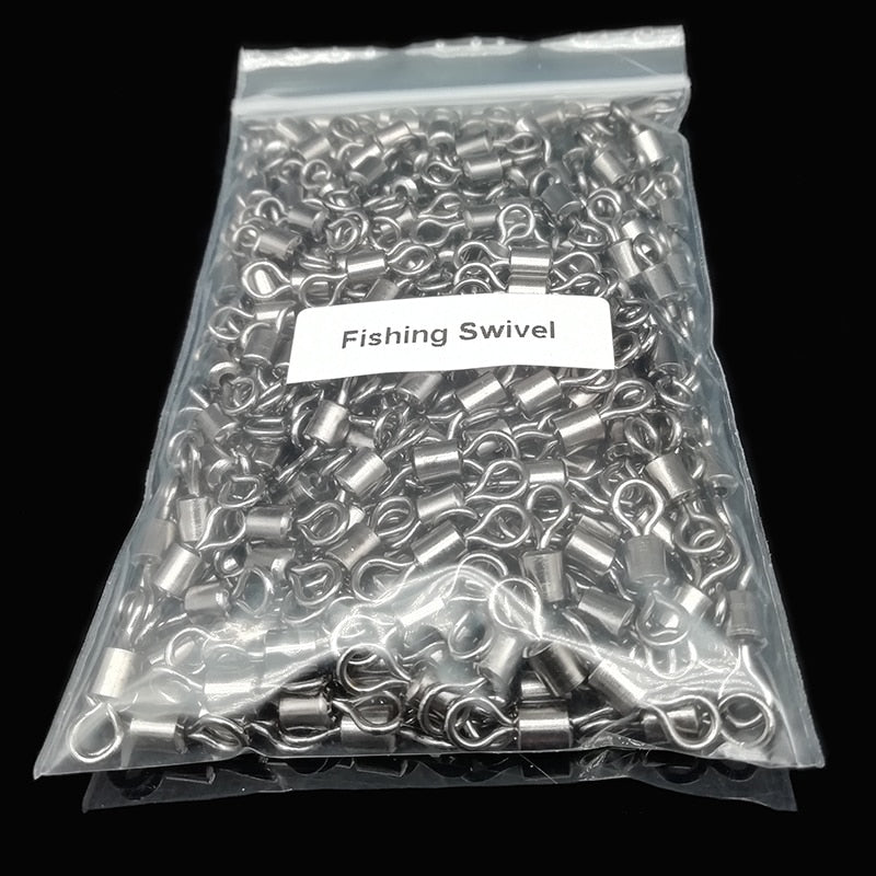 Pesca 500/200pcs Fishing Connector Fishing Barrel Bearing Rolling Swivel Solid Ring LB Lures Fishing Accessories Fishing Tools