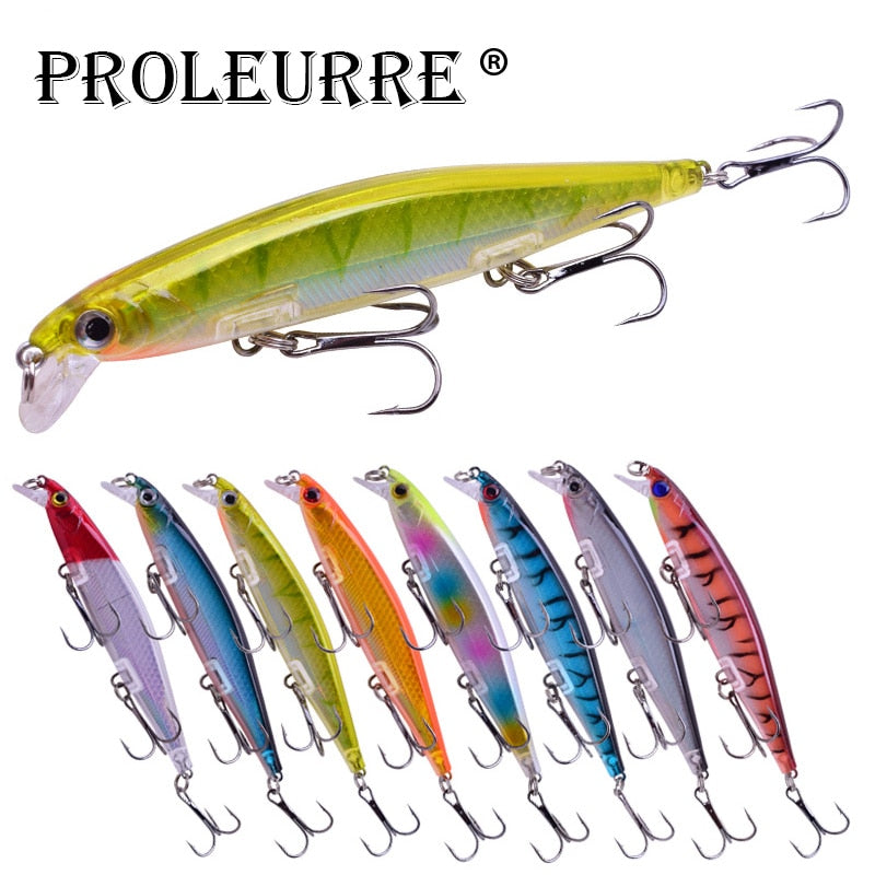 Proleurre 1PCS Minnow Fishing Lure Laser Hard Artificial Bait 3D Eyes 11cm 14g Fishing Wobblers diving 0.2m-1m Crankbait Minnows