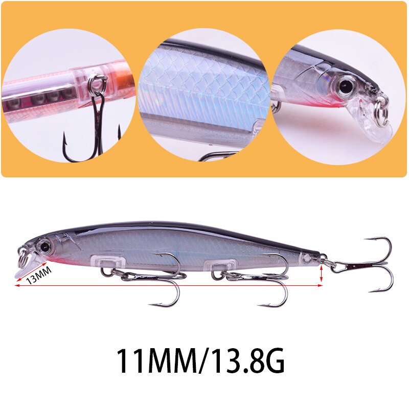 Proleurre 1PCS Minnow Fishing Lure Laser Hard Artificial Bait 3D Eyes