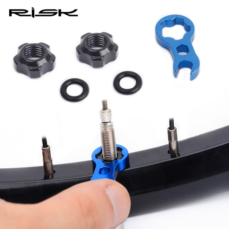RISK Bicycle Presta Valve Nut With tool set Road Bike MTB Valve Fixed Nut Washer France Tire