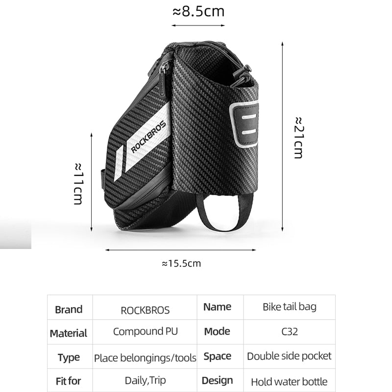 1.5L Bicycle Bag Water Repellent Durable Reflective MTB Road Bike With Water Bottle Pocket Bike