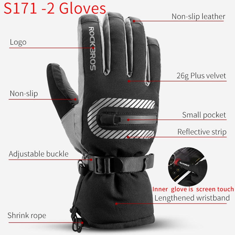 -40 Degree Winter Cycling Gloves Thermal Waterproof Windproof MTB Bike Gloves