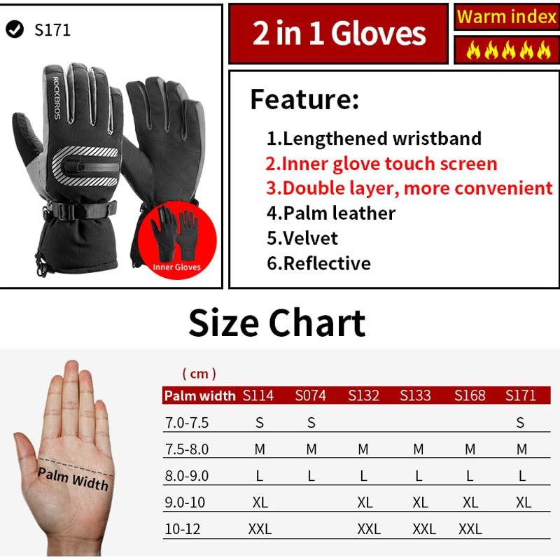 -40 Degree Winter Cycling Gloves Thermal Waterproof Windproof MTB Bike Gloves
