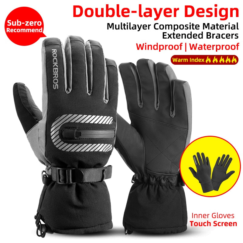 -40 Degree Winter Cycling Gloves Thermal Waterproof Windproof MTB Bike Gloves