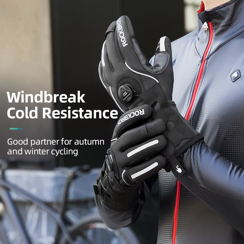 Adjusatble Cycling Gloves Reflective Screen Touch Warm MTB Bike Gloves Outdoor Waterproof Gloves