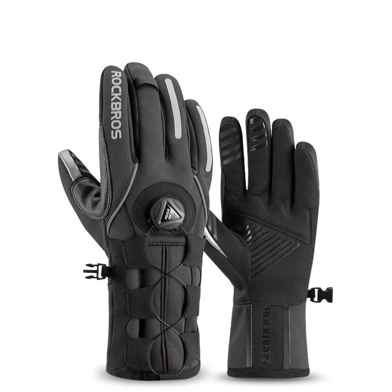 Adjusatble Cycling Gloves Reflective Screen Touch Warm MTB Bike Gloves Outdoor Waterproof Gloves