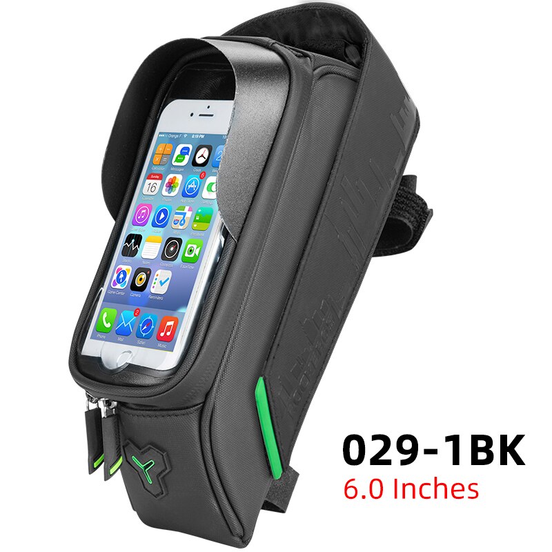 Below 6.5" Phone Bicycle Bags Waterproof 1.7L Top Tube Handlebar Bag Large Capactity Touch Screen