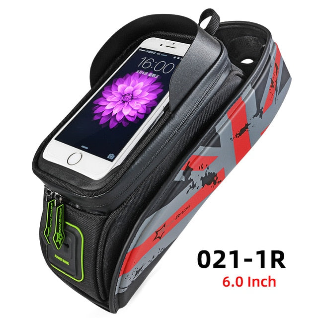 Below 6.5" Phone Bicycle Bags Waterproof 1.7L Top Tube Handlebar Bag Large Capactity Touch Screen