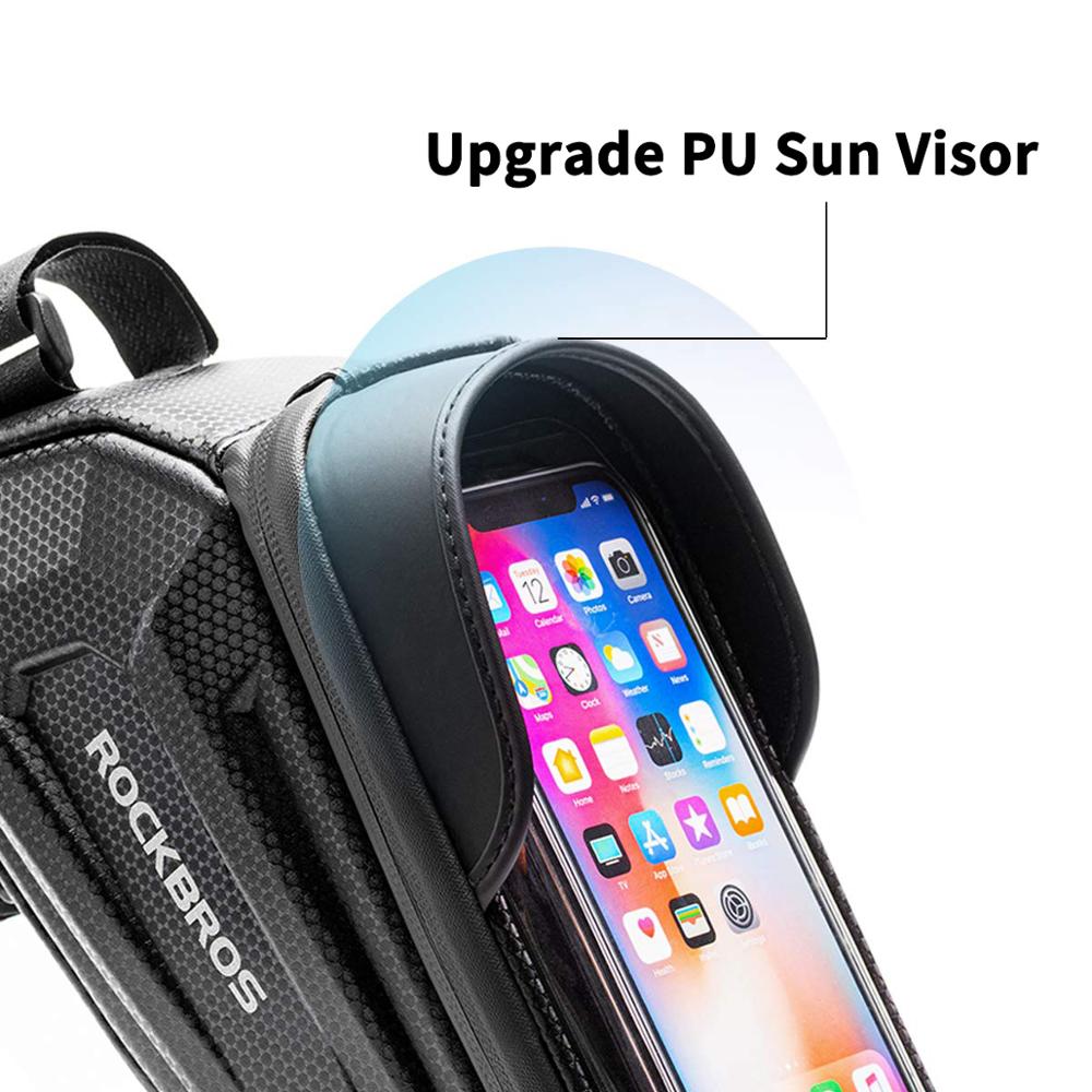 Below 6.5" Phone Bicycle Bags Waterproof 1.7L Top Tube Handlebar Bag Large Capactity Touch Screen