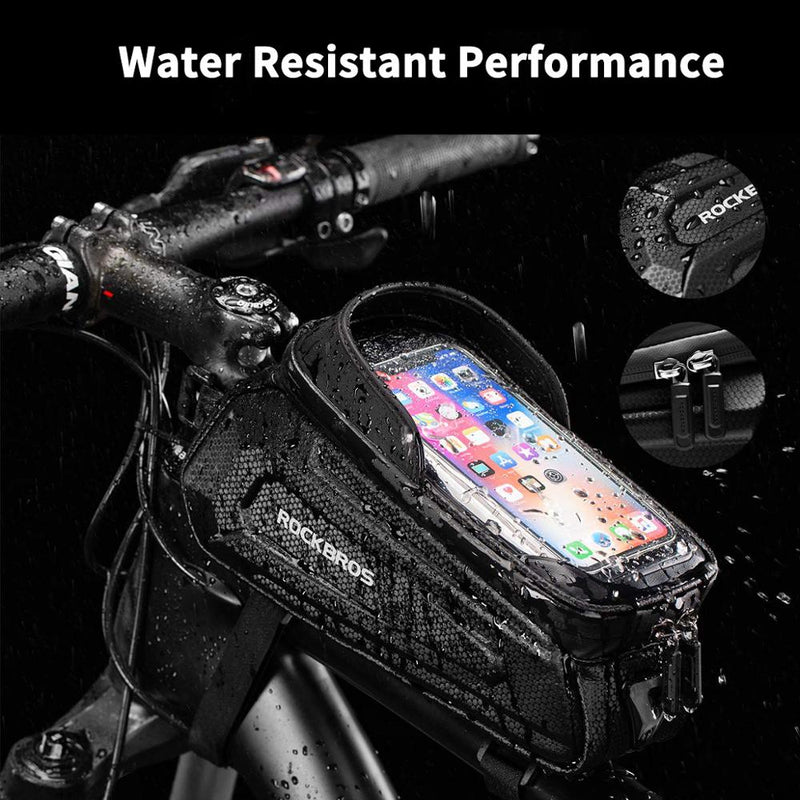 Below 6.5" Phone Bicycle Bags Waterproof 1.7L Top Tube Handlebar Bag Large Capactity Touch Screen
