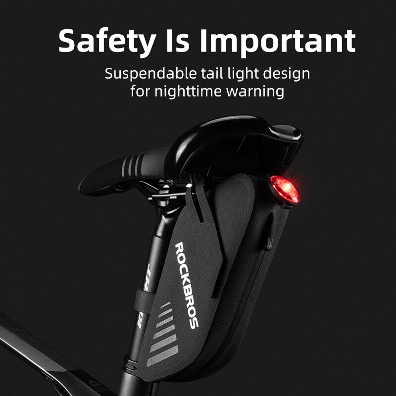 Bicycle Saddle Bag 0.6L Capacity Waterproof Bike Rear Tail Bag Can Hang Taillights MTB Road Bike Bag