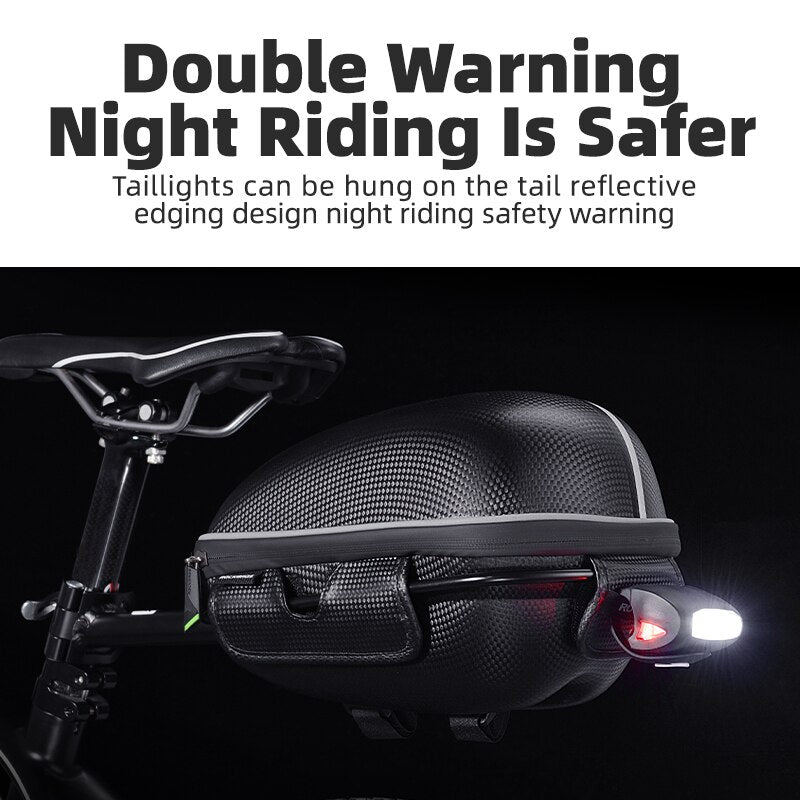 Bike Bag Waterproof Hard Shell Hang Rear Reflective Light Load-Bearing Saddle Bag EVA Large Capacity