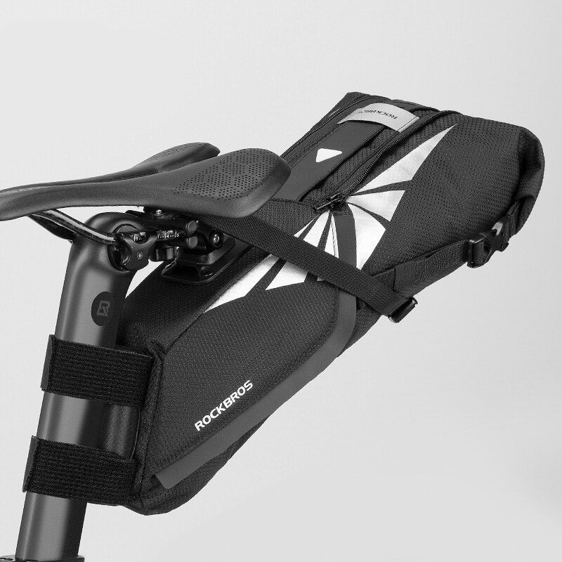 Bike Bag Waterproof Reflective 10L Large Capacity Saddle Bag Cycling Foldable Tail Rear Bag