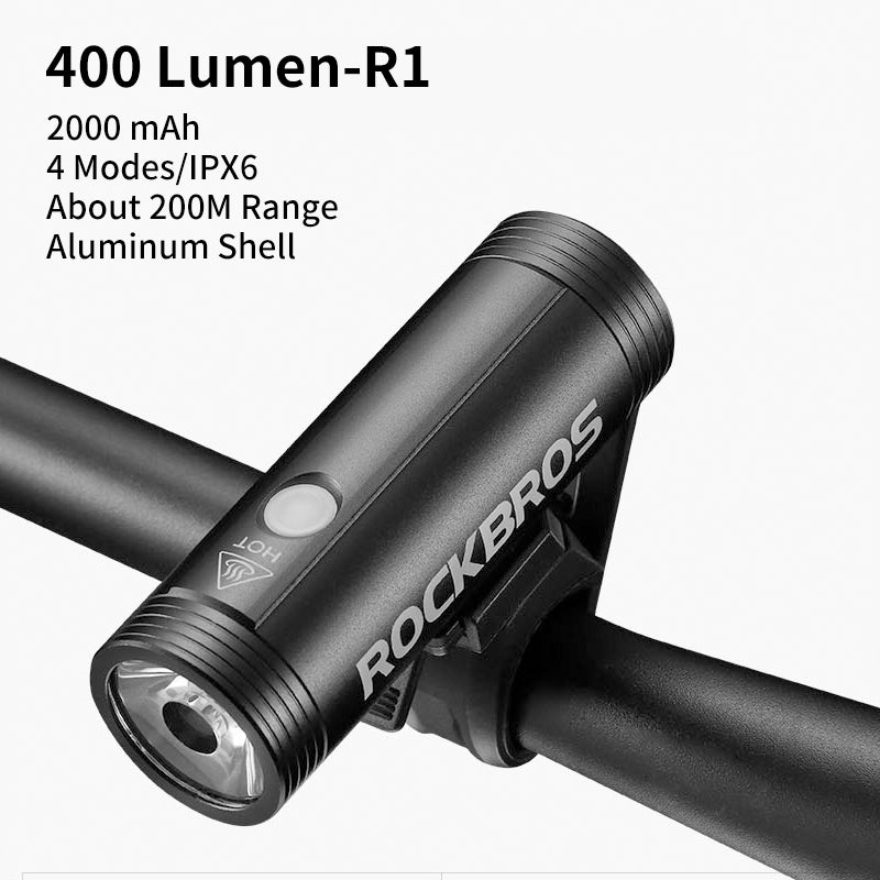 Bike Light Rainproof USB Rechargeable LED 2000mAh MTB Front Lamp Headlight Aluminum