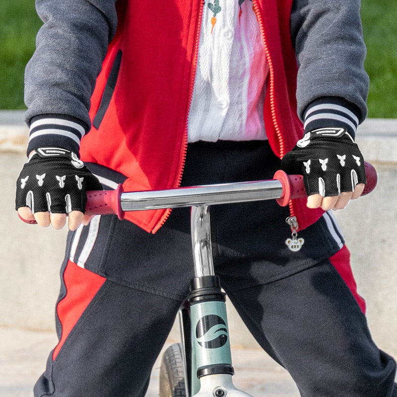 Cycling Gloves for Children Summer Balance Bike Roller Skating Breathable SBR Shockproof Half Gloves