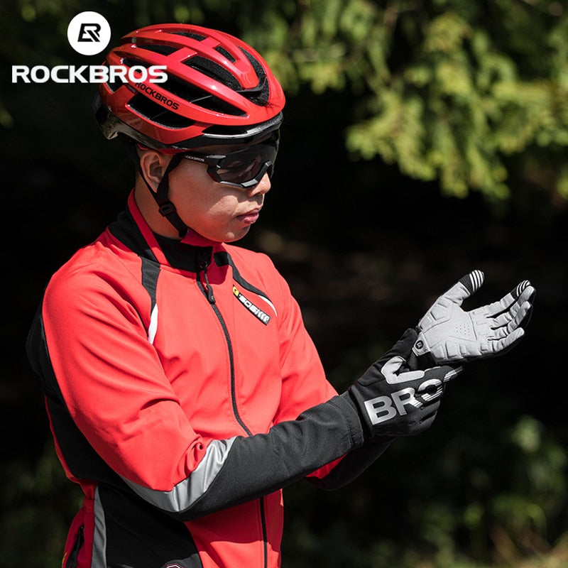 Cycling Gloves Shockproof Wear Resistant SBR Full Finger Windproof Gloves Breathable Lengthen