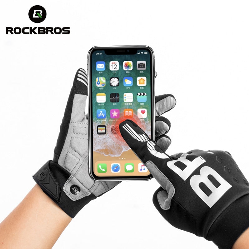 Cycling Gloves Shockproof Wear Resistant SBR Full Finger Windproof Gloves Breathable Lengthen