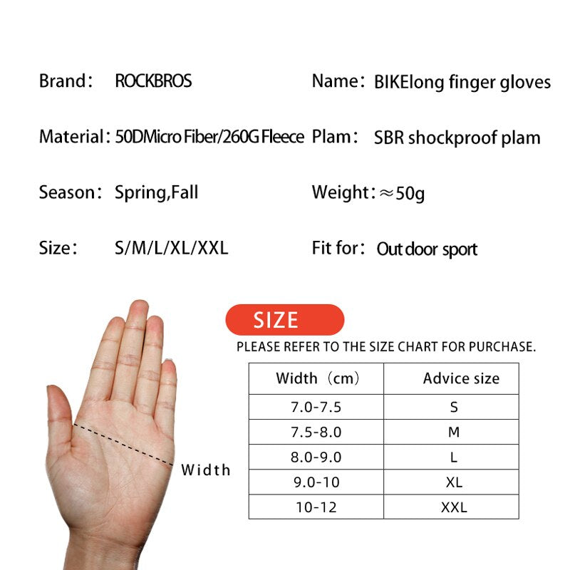 Cycling Gloves Shockproof Wear Resistant SBR Full Finger Windproof Gloves Breathable Lengthen