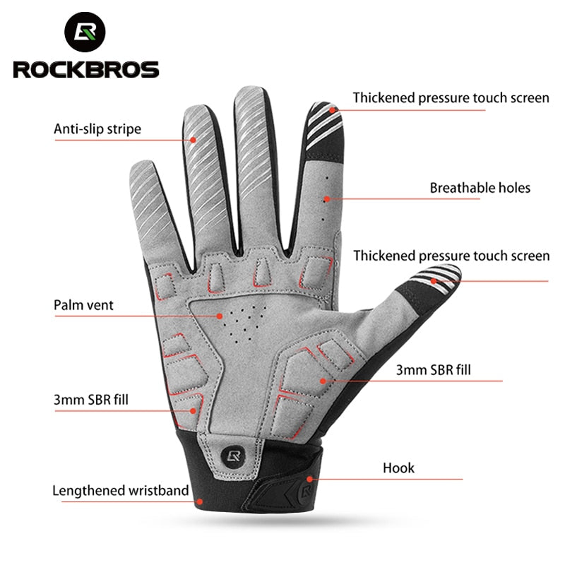 Cycling Gloves Shockproof Wear Resistant SBR Full Finger Windproof Gloves Breathable Lengthen
