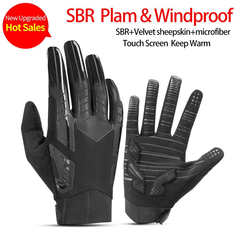 Cycling Gloves Windproof Breathable Full Finger Bike MTB Gloves Anti-slip Shock-absorbing Gloves