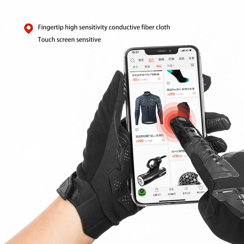 Cycling Gloves Windproof Breathable Full Finger Bike MTB Gloves Anti-slip Shock-absorbing Gloves