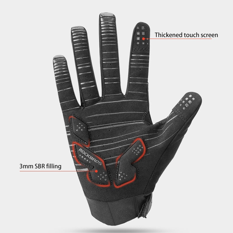 Cycling Gloves Windproof Breathable Full Finger Bike MTB Gloves Anti-slip Shock-absorbing Gloves
