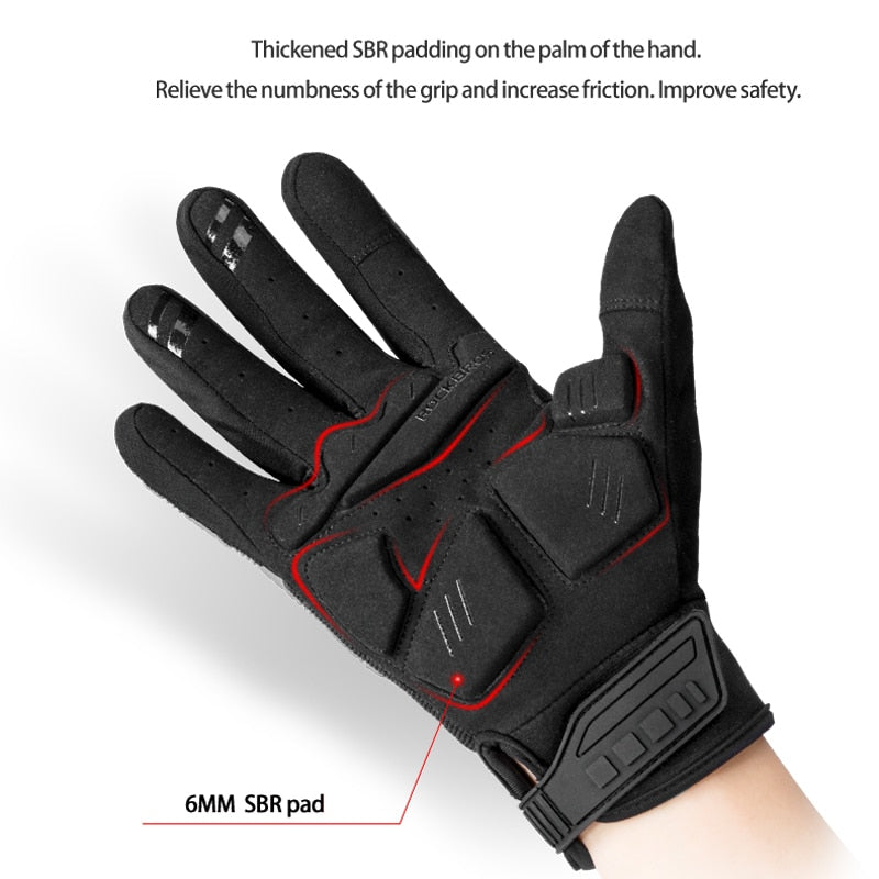 Cycling gloves SBR 6mm Thickened Pad Shockproof Breathable GEL Bike Gloves Full Finger Gloves