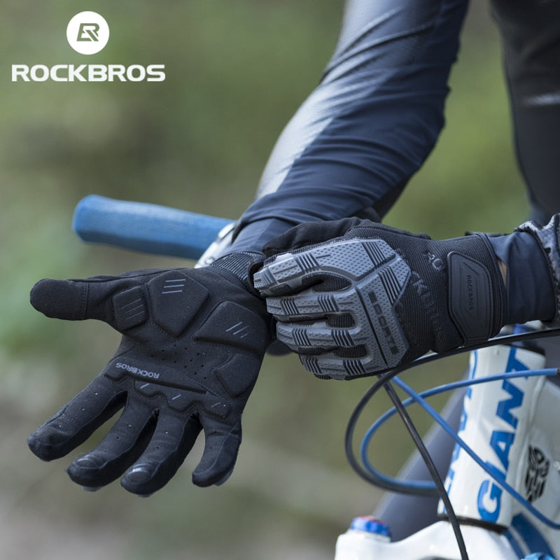 Cycling gloves SBR 6mm Thickened Pad Shockproof Breathable GEL Bike Gloves Full Finger Gloves