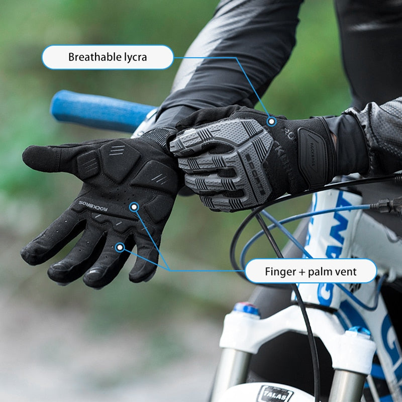 Cycling gloves SBR 6mm Thickened Pad Shockproof Breathable GEL Bike Gloves Full Finger Gloves