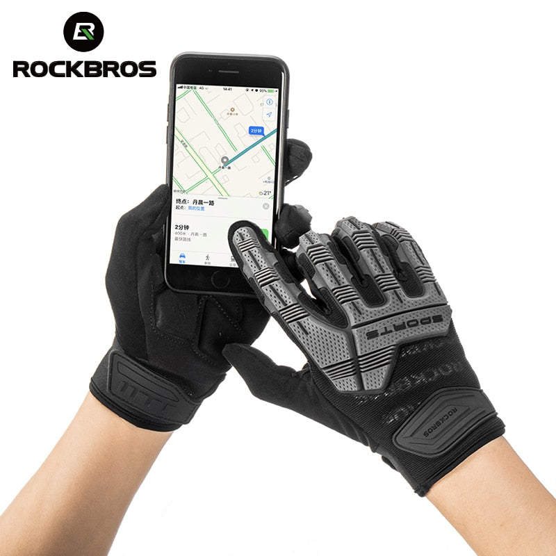 Cycling gloves SBR 6mm Thickened Pad Shockproof Breathable GEL Bike Gloves Full Finger Gloves